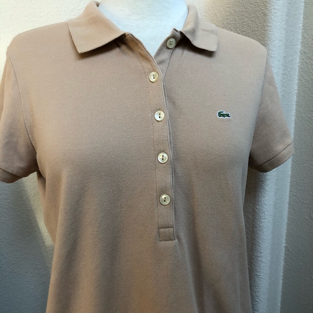 Women’s Lacoste Polo Shirt Size 44 Tan Color